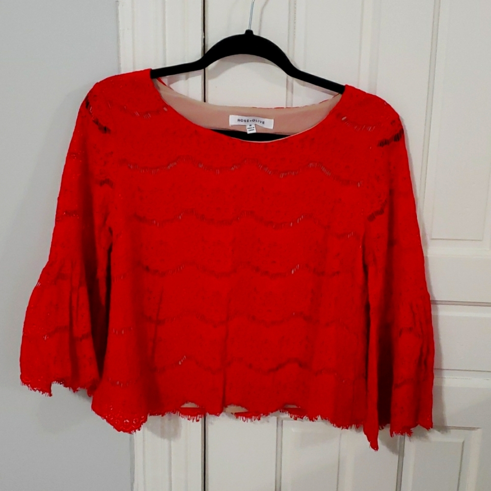 Red lace blouse